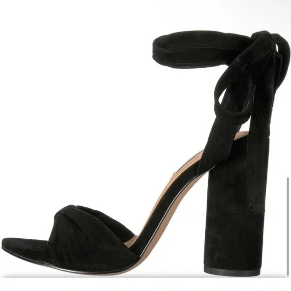 Steve Madden Wrap Black Suede Clary Heels - Picture 5 of 8